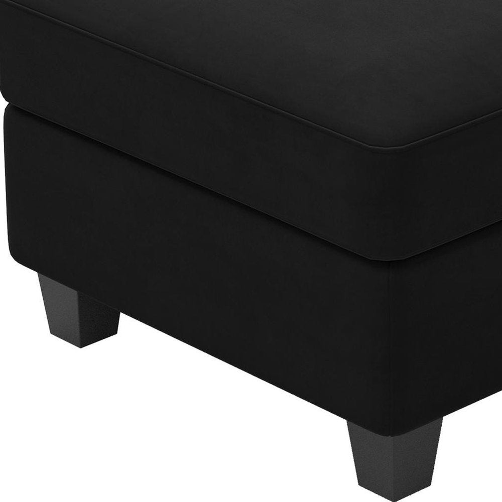 Black Velvet Storage Ottoman - 25-inch
