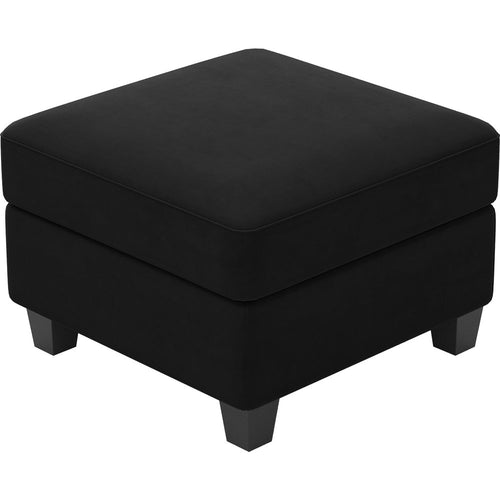 Black Velvet Storage Ottoman - 25-inch