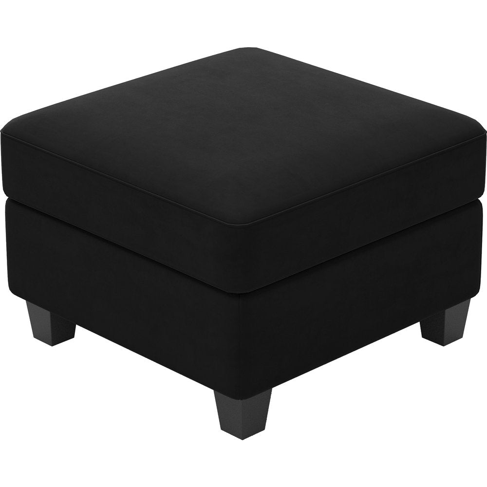 Black Velvet Storage Ottoman - 25-inch