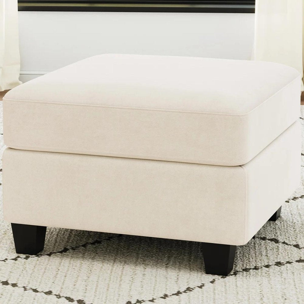 Black Velvet Storage Ottoman - 25-inch