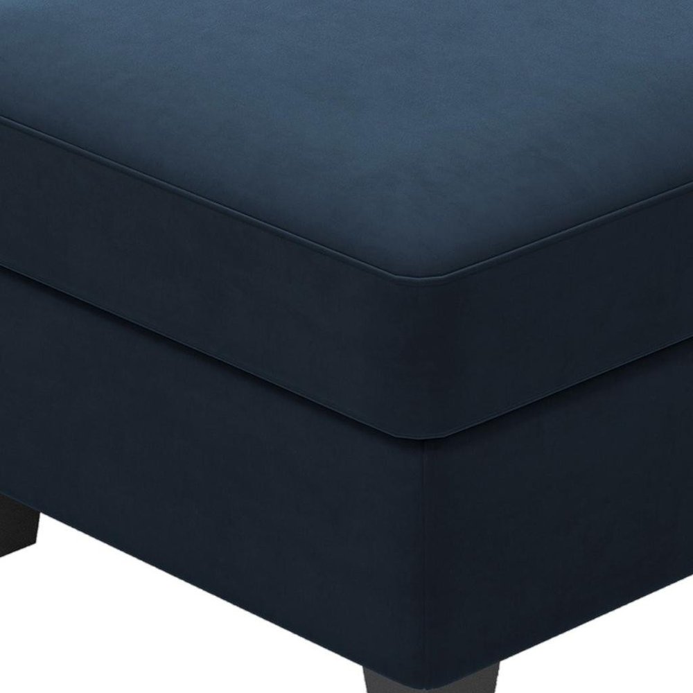 Black Velvet Storage Ottoman - 25-inch