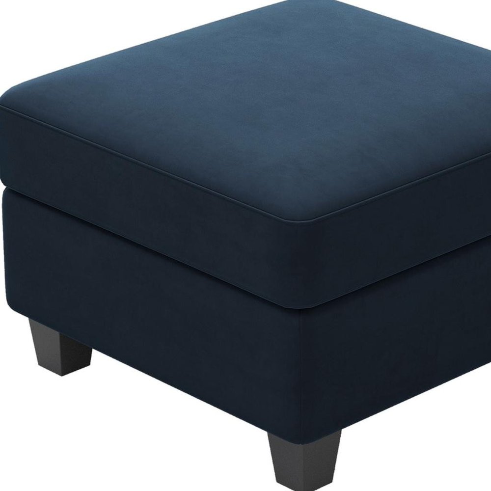 Black Velvet Storage Ottoman - 25-inch