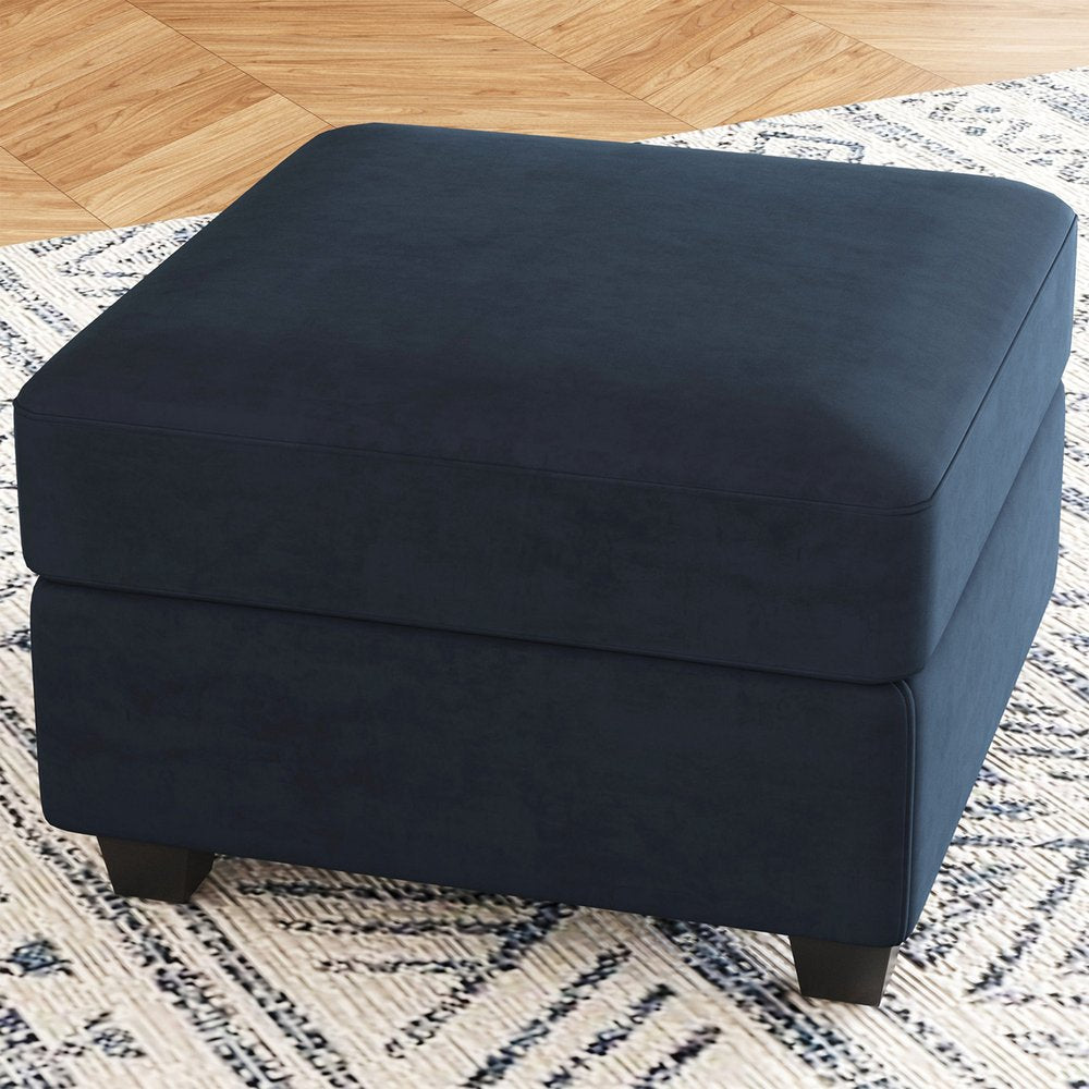 Black Velvet Storage Ottoman - 25-inch