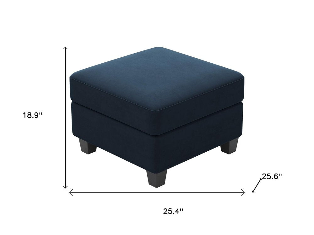 Black Velvet Storage Ottoman - 25-inch