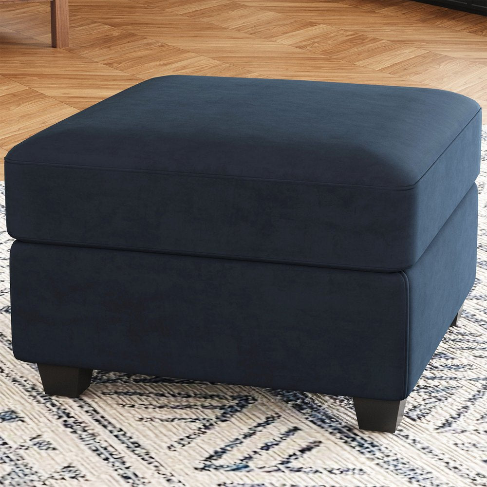 Black Velvet Storage Ottoman - 25-inch