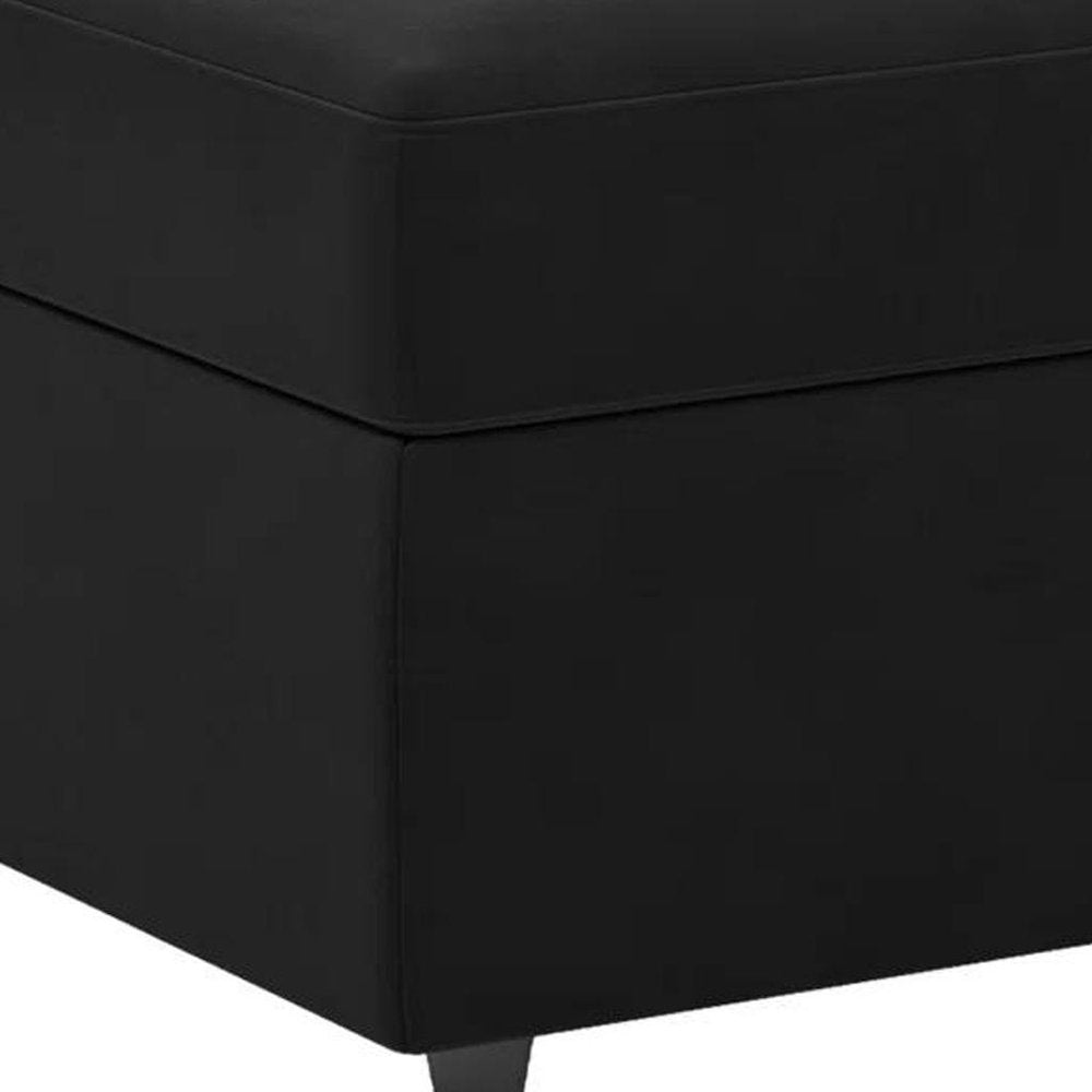 Black Velvet Storage Ottoman - 30-inch