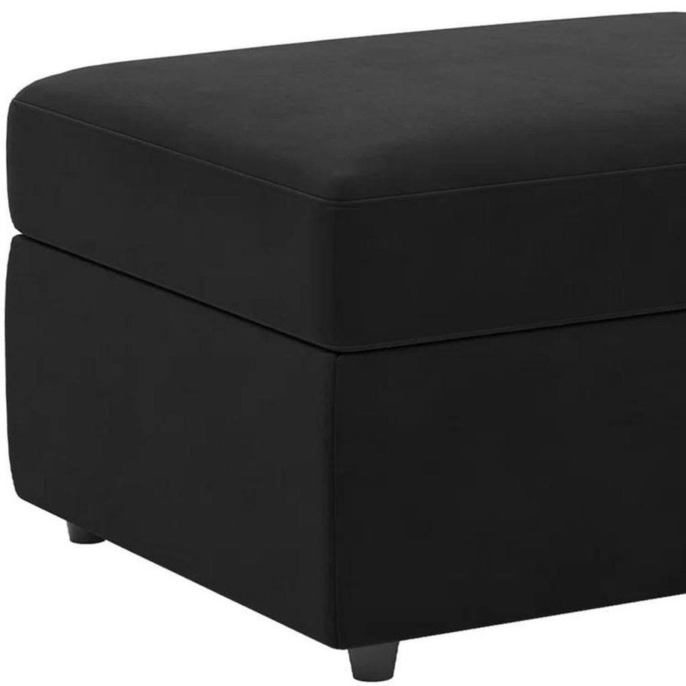 Black Velvet Storage Ottoman - 30-inch