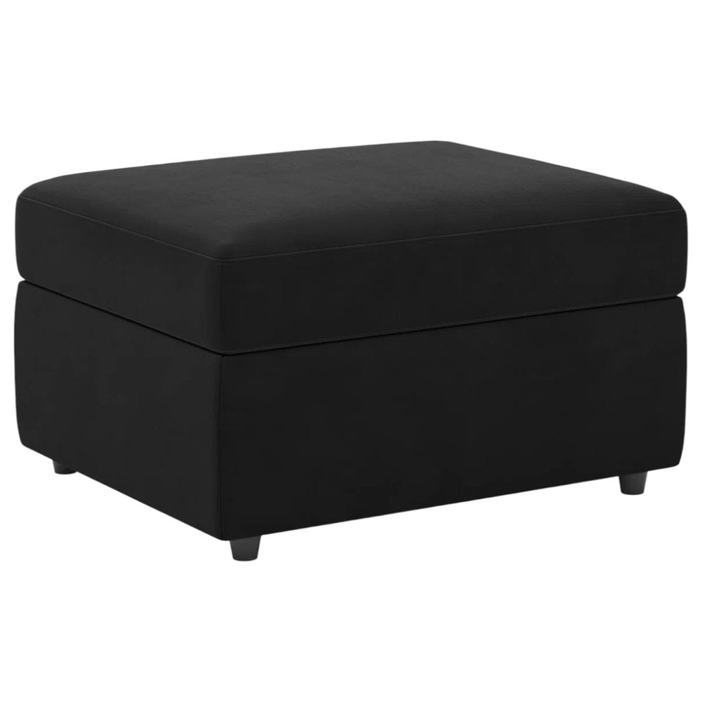 Black Velvet Storage Ottoman - 30-inch