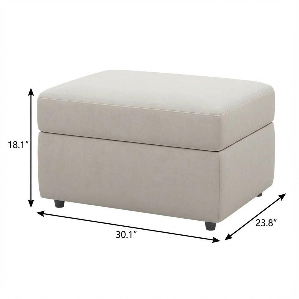 Black Velvet Storage Ottoman - 30-inch