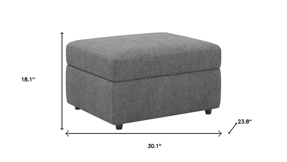 Black Velvet Storage Ottoman - 30-inch