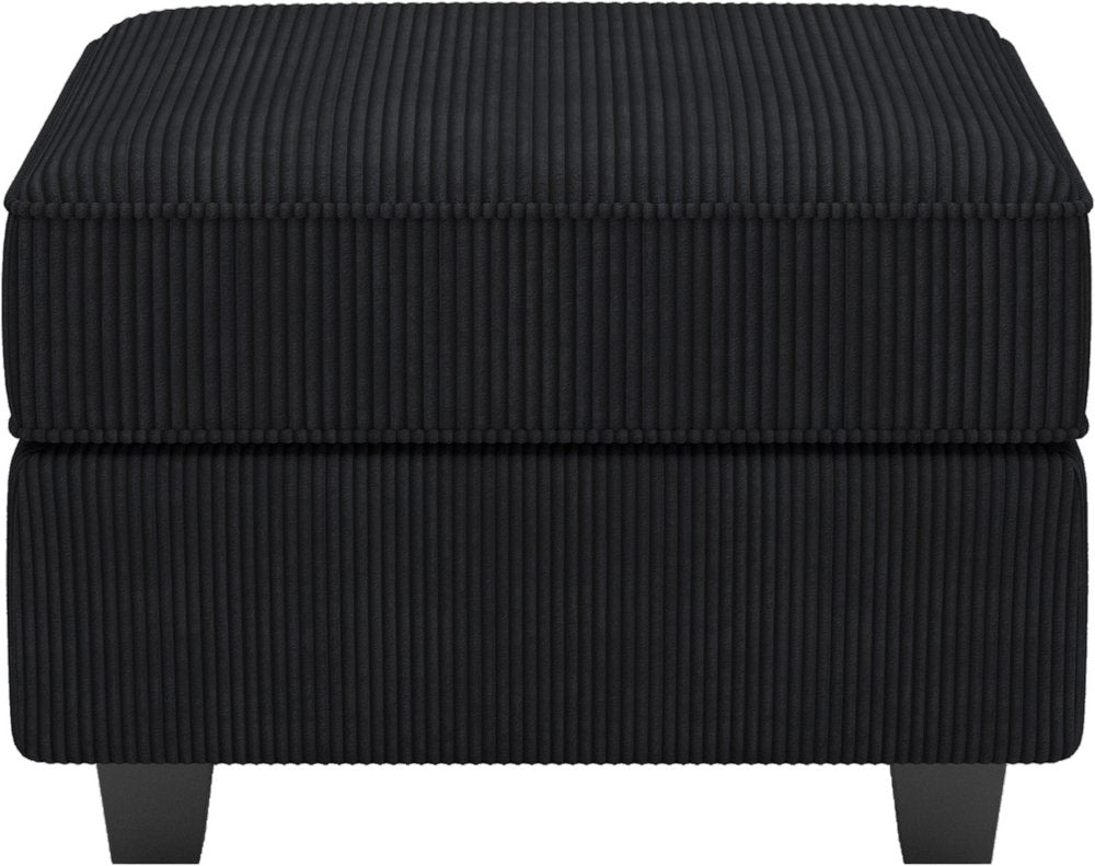 Teal Blue and Black Solid Wood and Microfiber Storage Ottoman - 26-inch