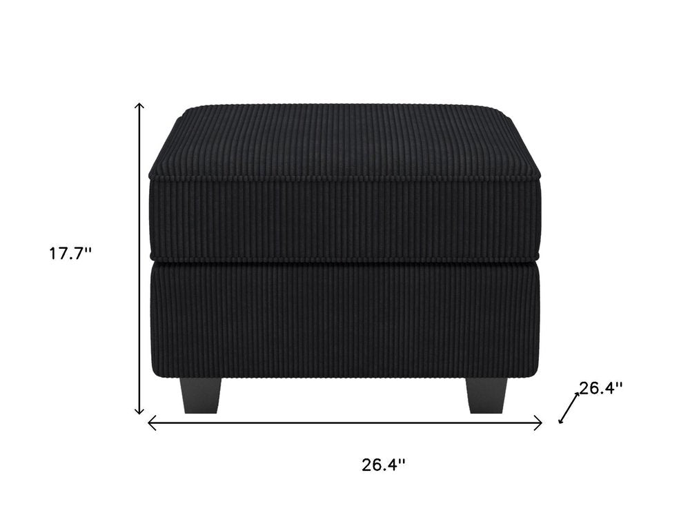 Teal Blue and Black Solid Wood and Microfiber Storage Ottoman - 26-inch