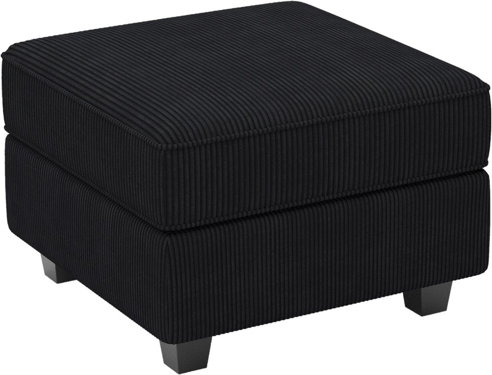 Teal Blue and Black Solid Wood and Microfiber Storage Ottoman - 26-inch