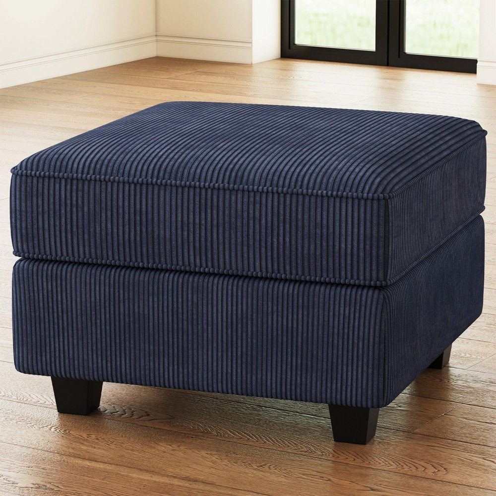 Teal Blue and Black Solid Wood and Microfiber Storage Ottoman - 26-inch