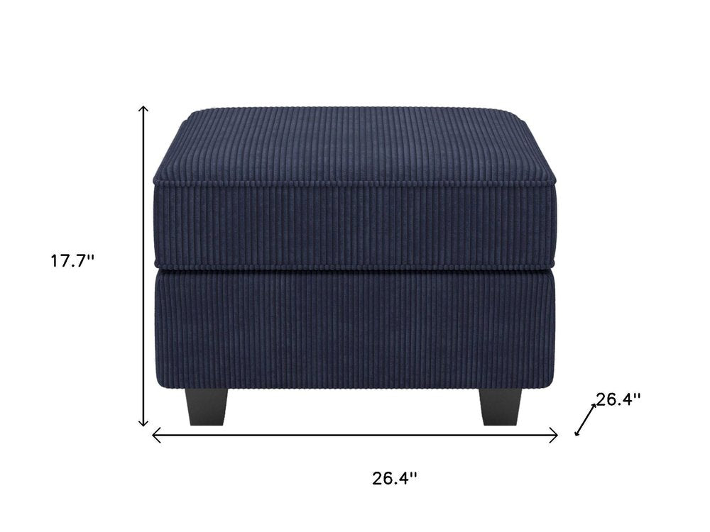 Teal Blue and Black Solid Wood and Microfiber Storage Ottoman - 26-inch