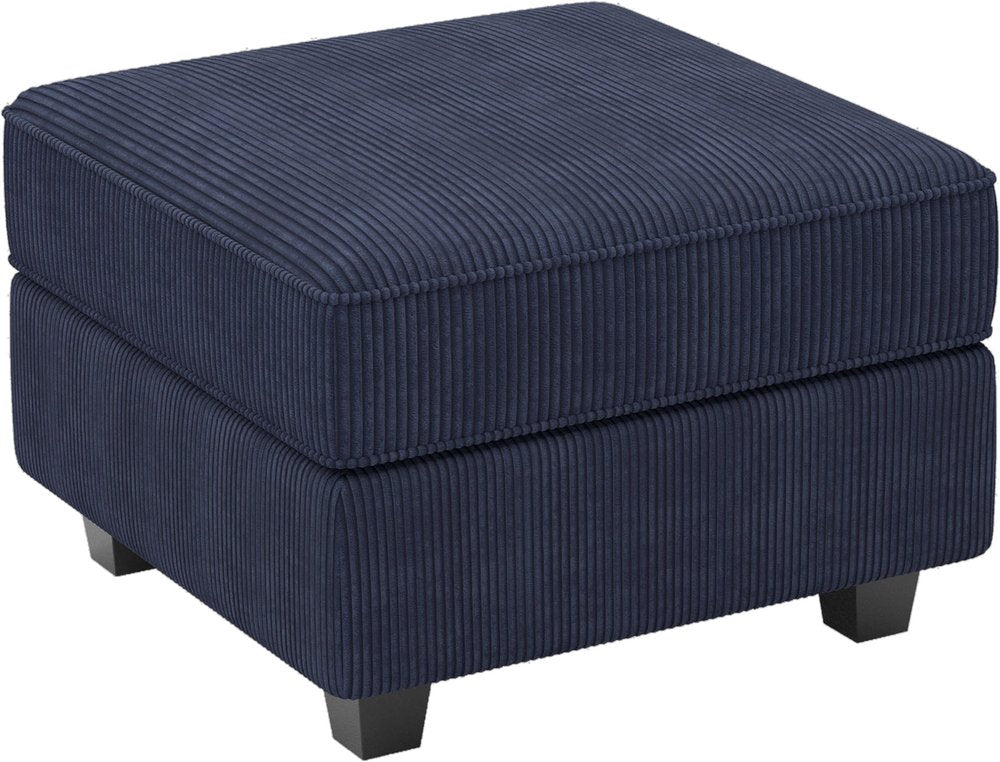 Teal Blue and Black Solid Wood and Microfiber Storage Ottoman - 26-inch
