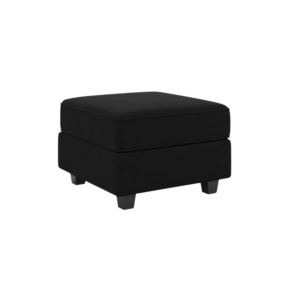 Teal Blue and Black Solid Wood and Microfiber Storage Ottoman - 26-inch