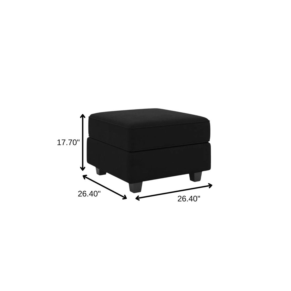 Teal Blue and Black Solid Wood and Microfiber Storage Ottoman - 26-inch