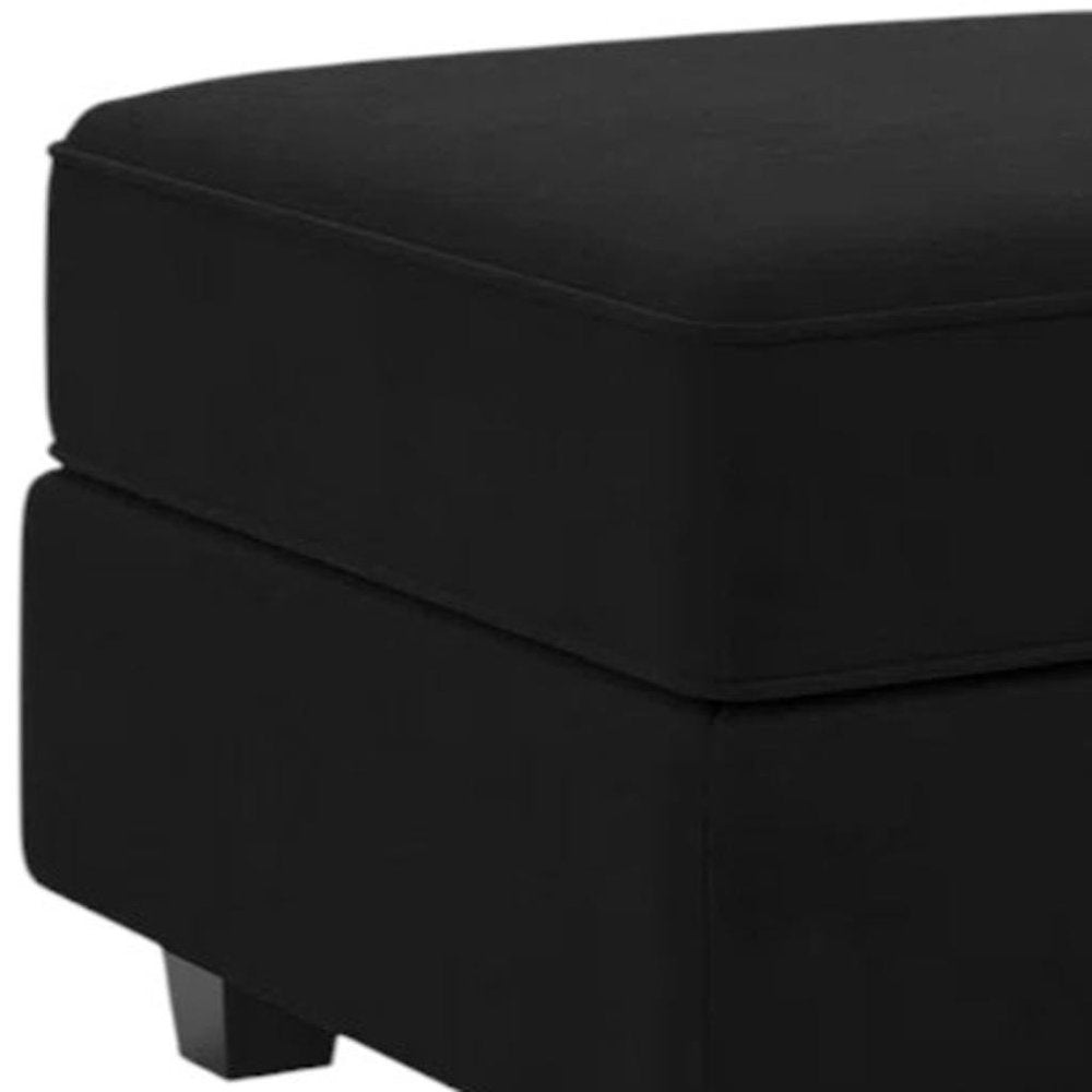 Teal Blue and Black Solid Wood and Microfiber Storage Ottoman - 26-inch