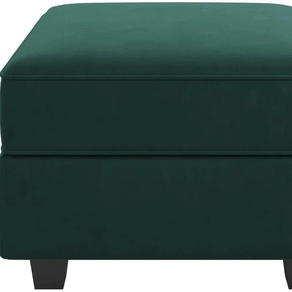 Teal Blue and Black Solid Wood and Microfiber Storage Ottoman - 26-inch