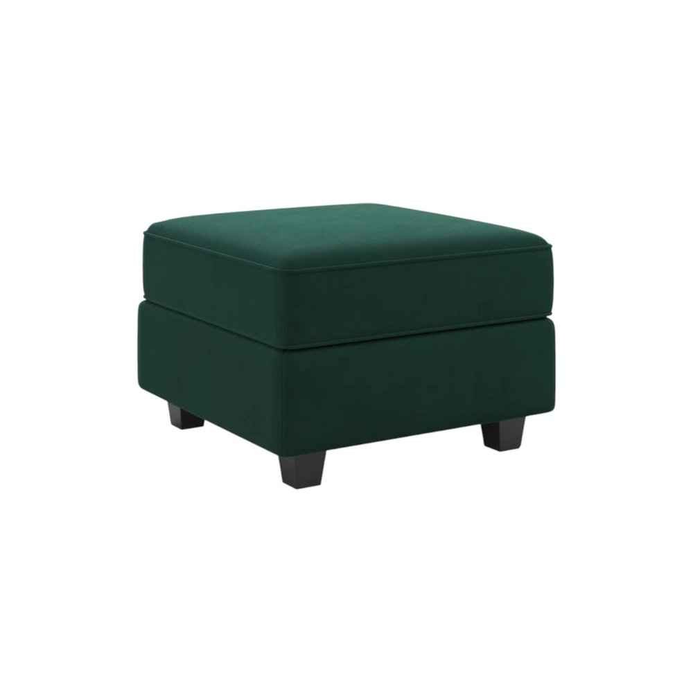 Teal Blue and Black Solid Wood and Microfiber Storage Ottoman - 26-inch