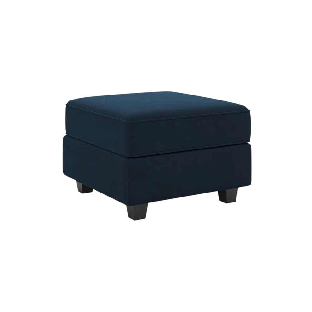Teal Blue and Black Solid Wood and Microfiber Storage Ottoman - 26-inch