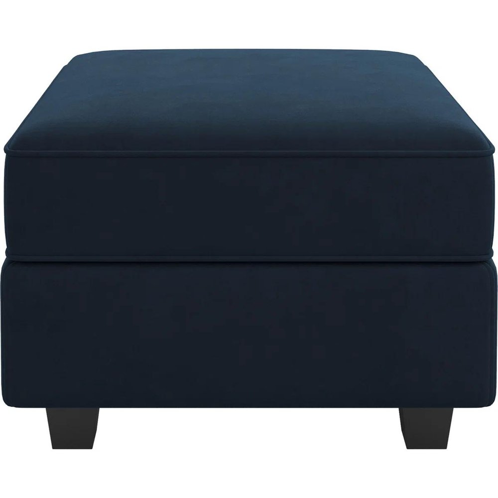 Teal Blue and Black Solid Wood and Microfiber Storage Ottoman - 26-inch