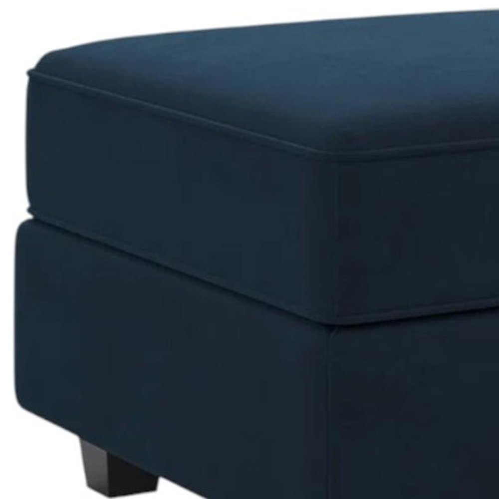 Teal Blue and Black Solid Wood and Microfiber Storage Ottoman - 26-inch