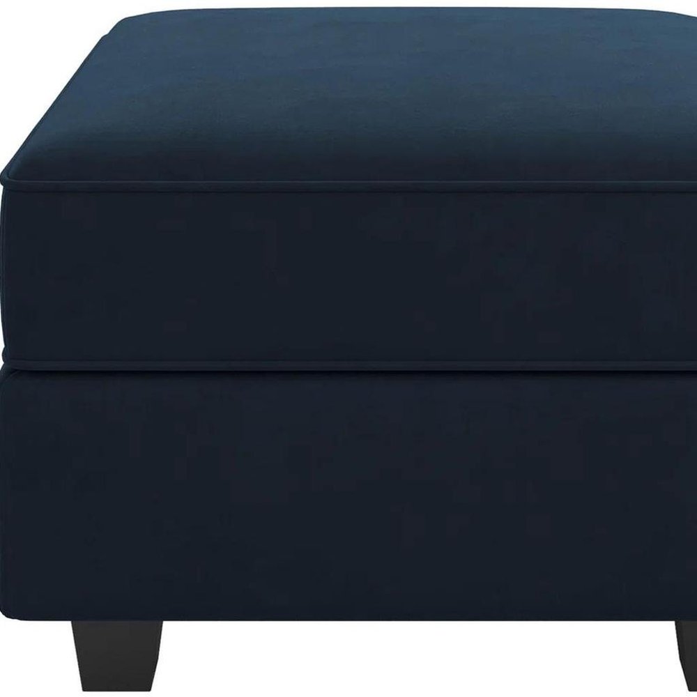 Teal Blue and Black Solid Wood and Microfiber Storage Ottoman - 26-inch