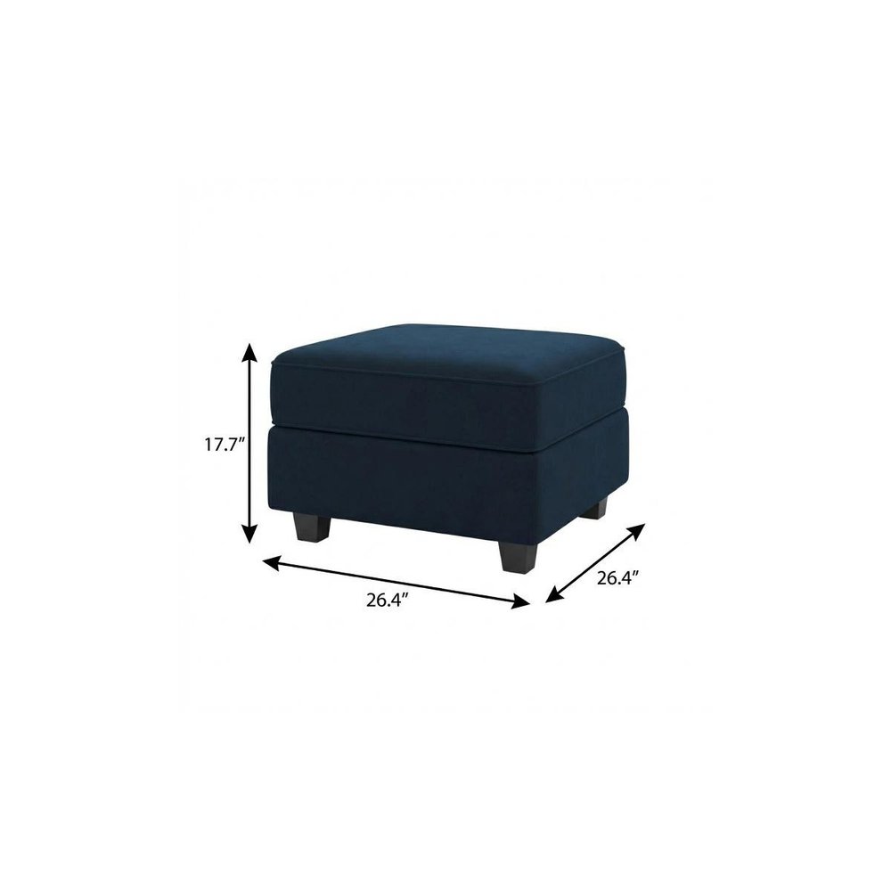 Teal Blue and Black Solid Wood and Microfiber Storage Ottoman - 26-inch