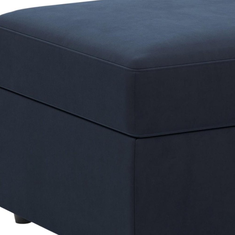 Black Velvet Storage Ottoman - 30-inch