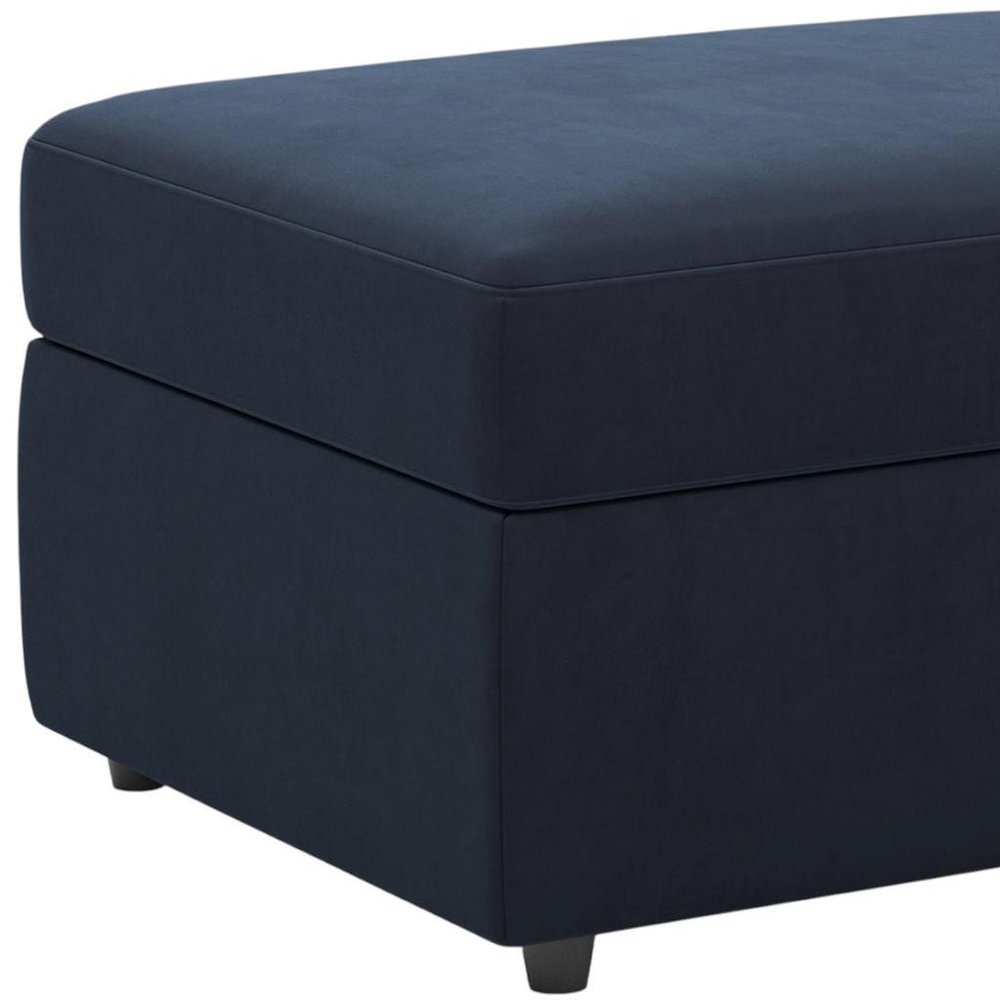 Black Velvet Storage Ottoman - 30-inch