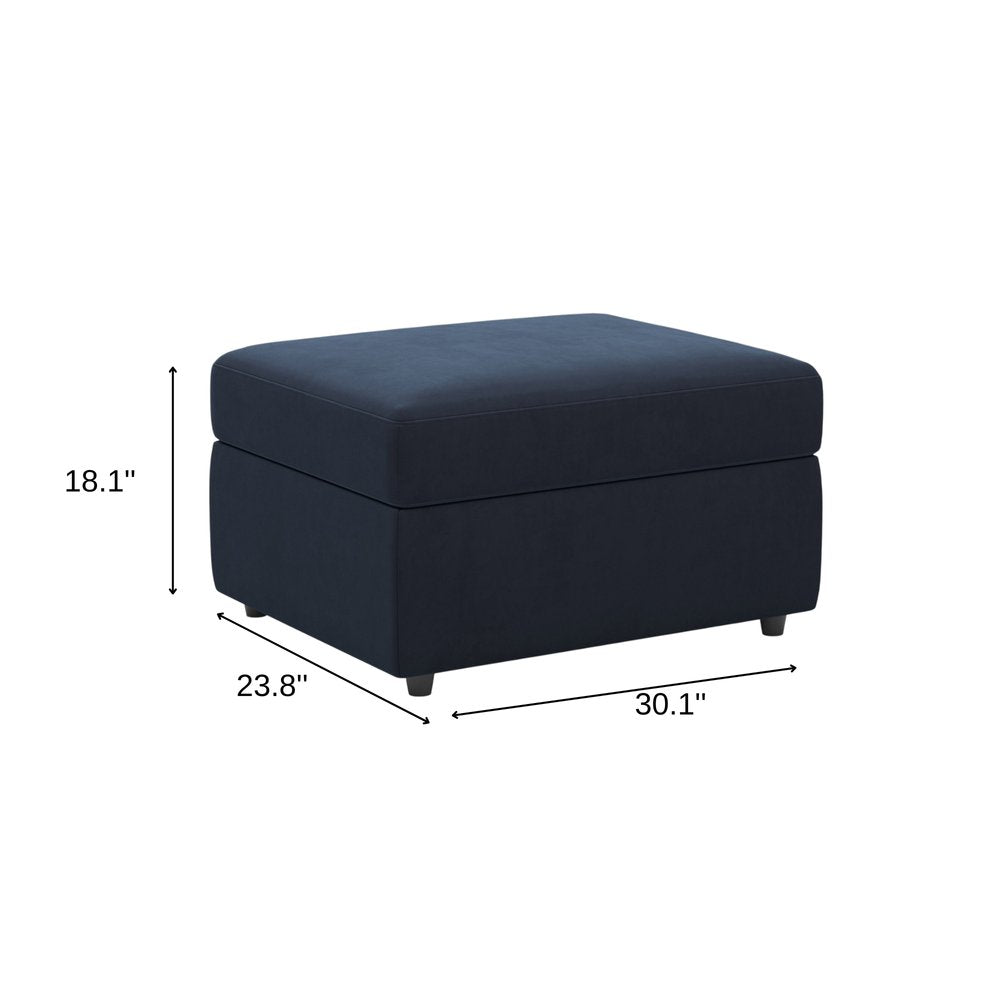 Black Velvet Storage Ottoman - 30-inch