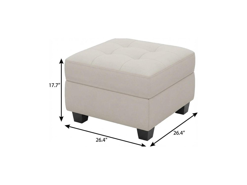 Gray and Black Solid Wood and Linen Tufted Storage Ottoman - 26-inch