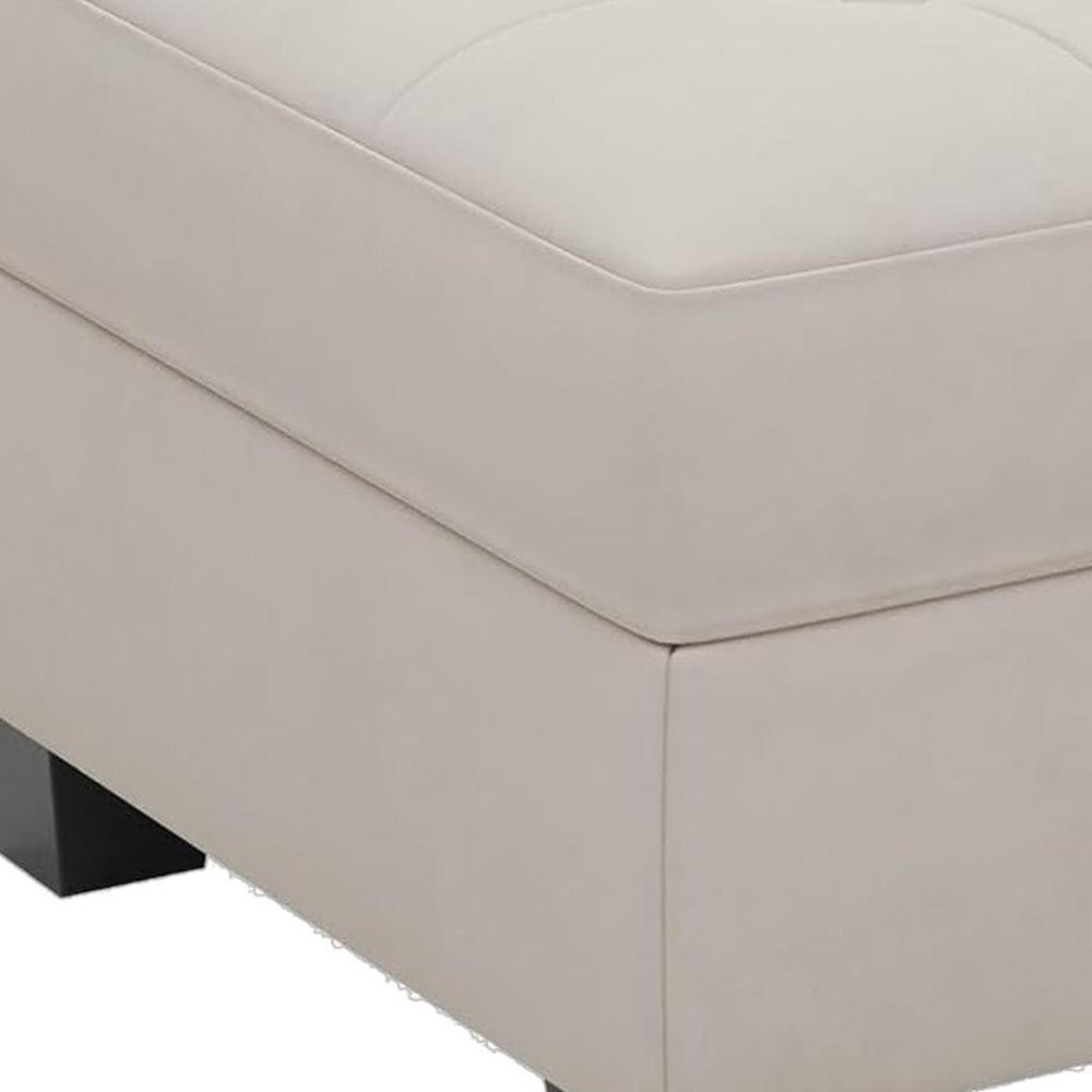 Gray and Black Solid Wood and Linen Tufted Storage Ottoman - 26-inch