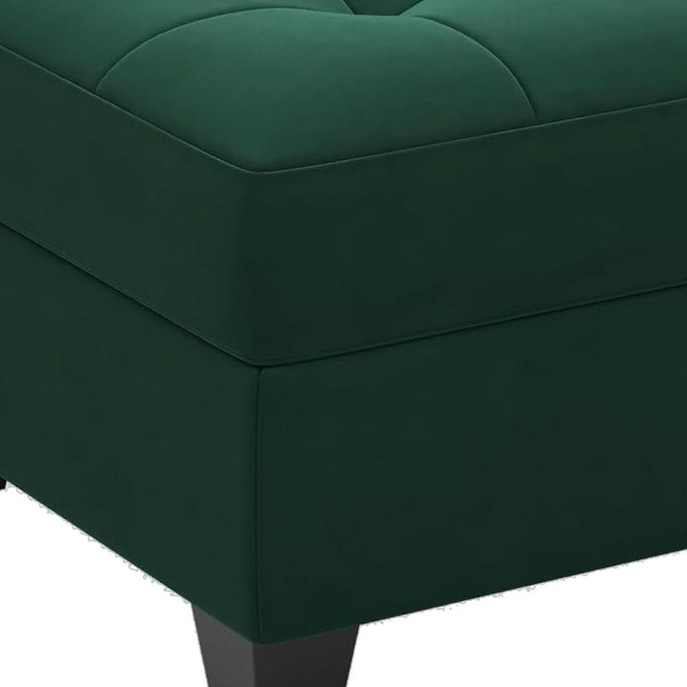 Gray and Black Solid Wood and Linen Tufted Storage Ottoman - 26-inch