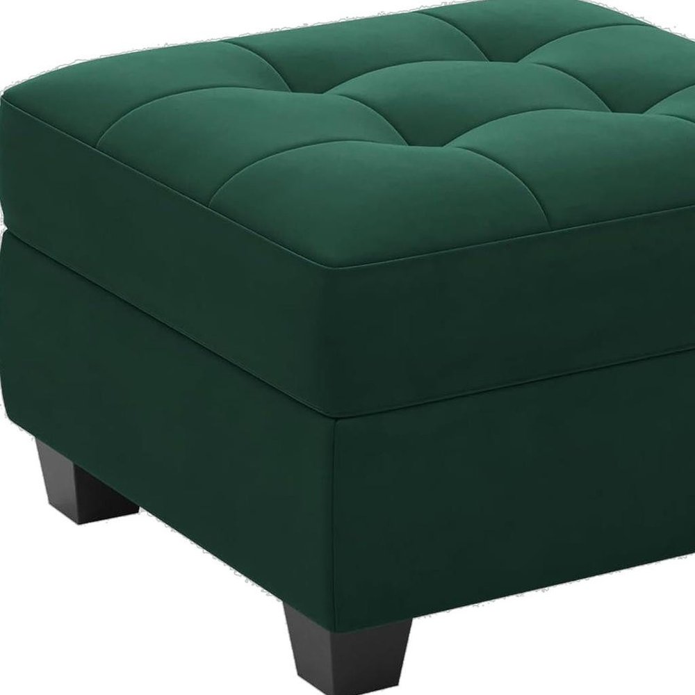 Gray and Black Solid Wood and Linen Tufted Storage Ottoman - 26-inch