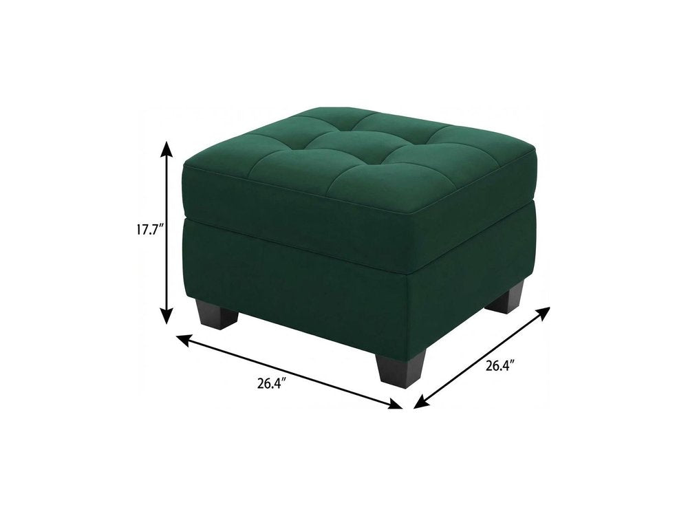 Gray and Black Solid Wood and Linen Tufted Storage Ottoman - 26-inch