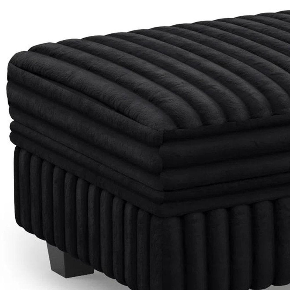 Black Faux Fur Storage Ottoman - 30-inch