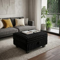 Black Faux Fur Storage Ottoman - 30-inch
