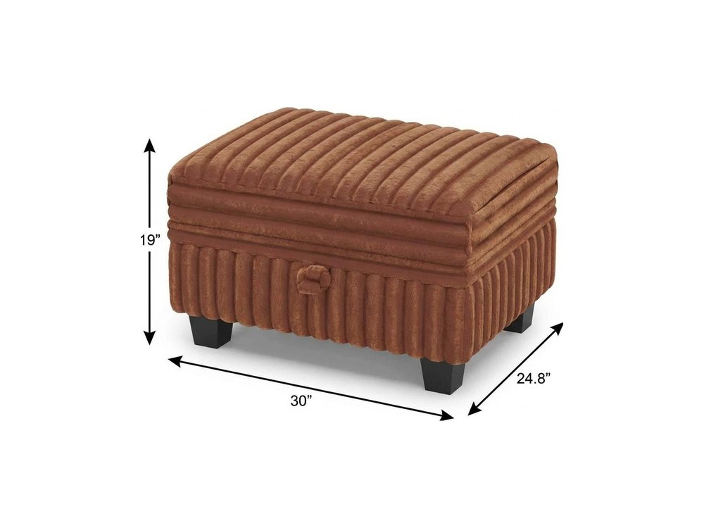 Black Faux Fur Storage Ottoman - 30-inch