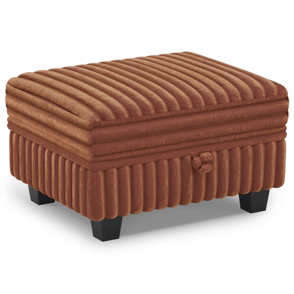 Black Faux Fur Storage Ottoman - 30-inch