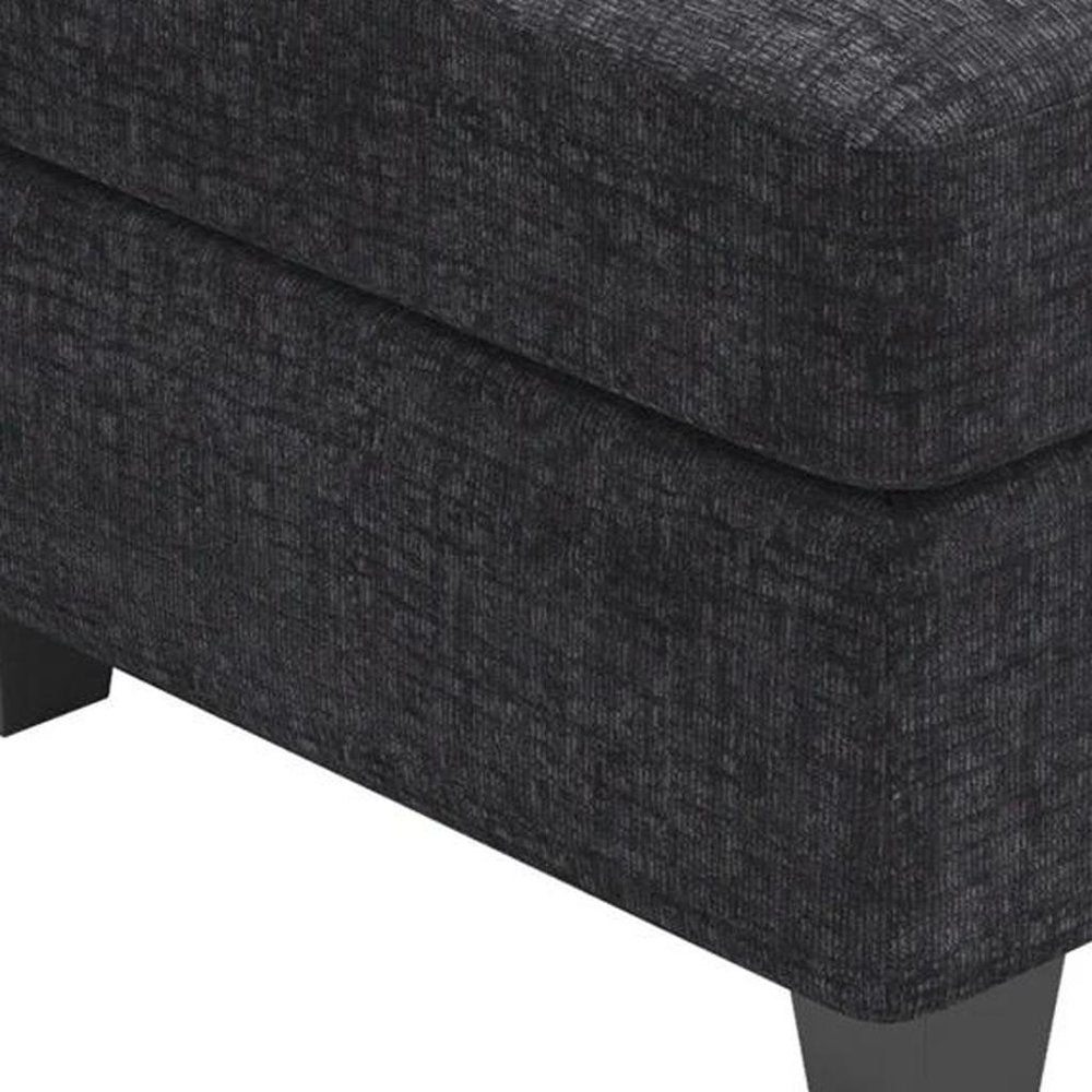 Black Velvet Storage Ottoman - 25-inch