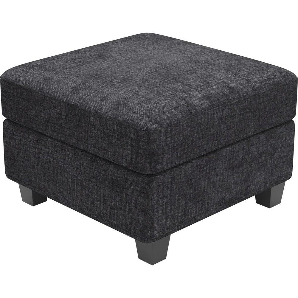 Black Velvet Storage Ottoman - 25-inch