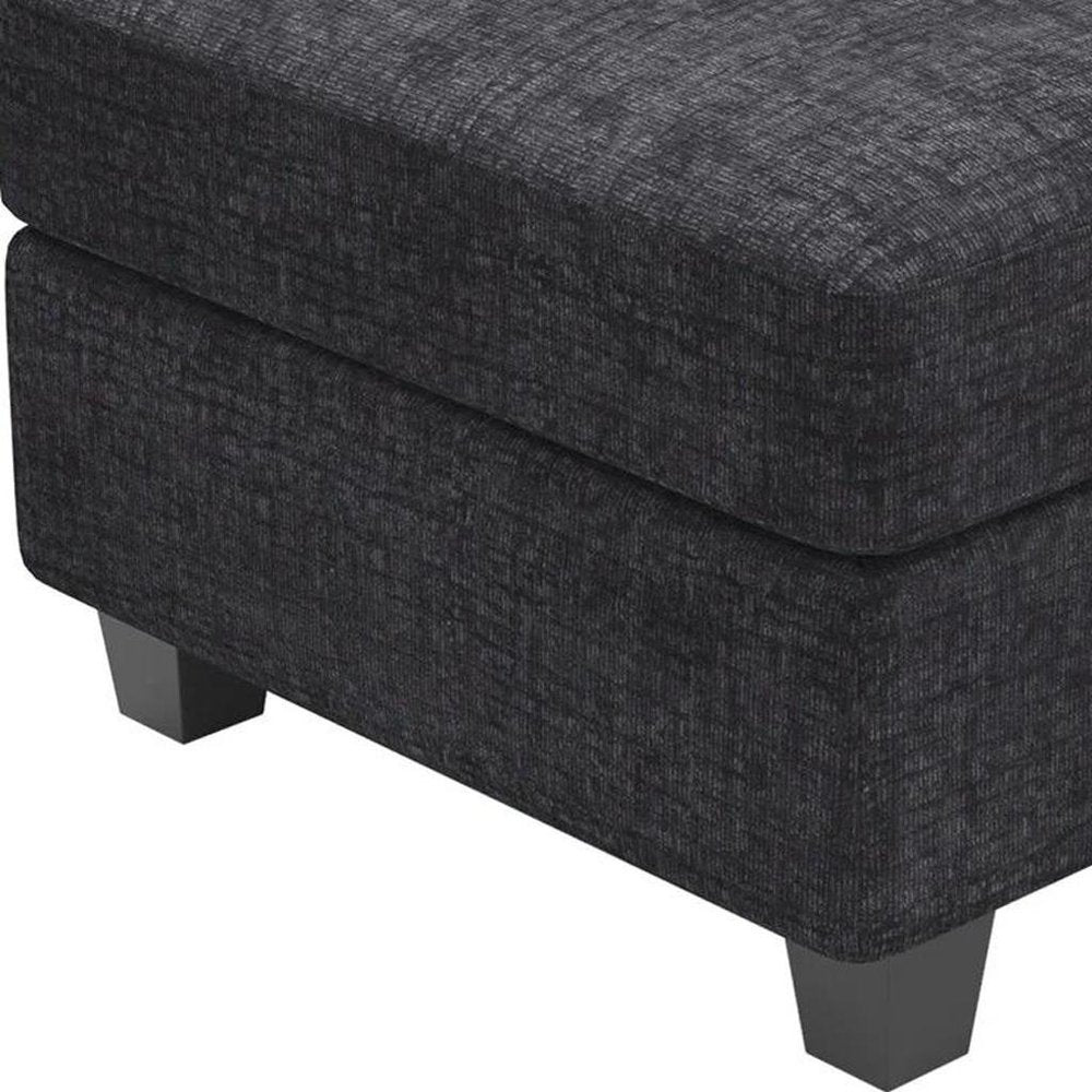 Black Velvet Storage Ottoman - 25-inch