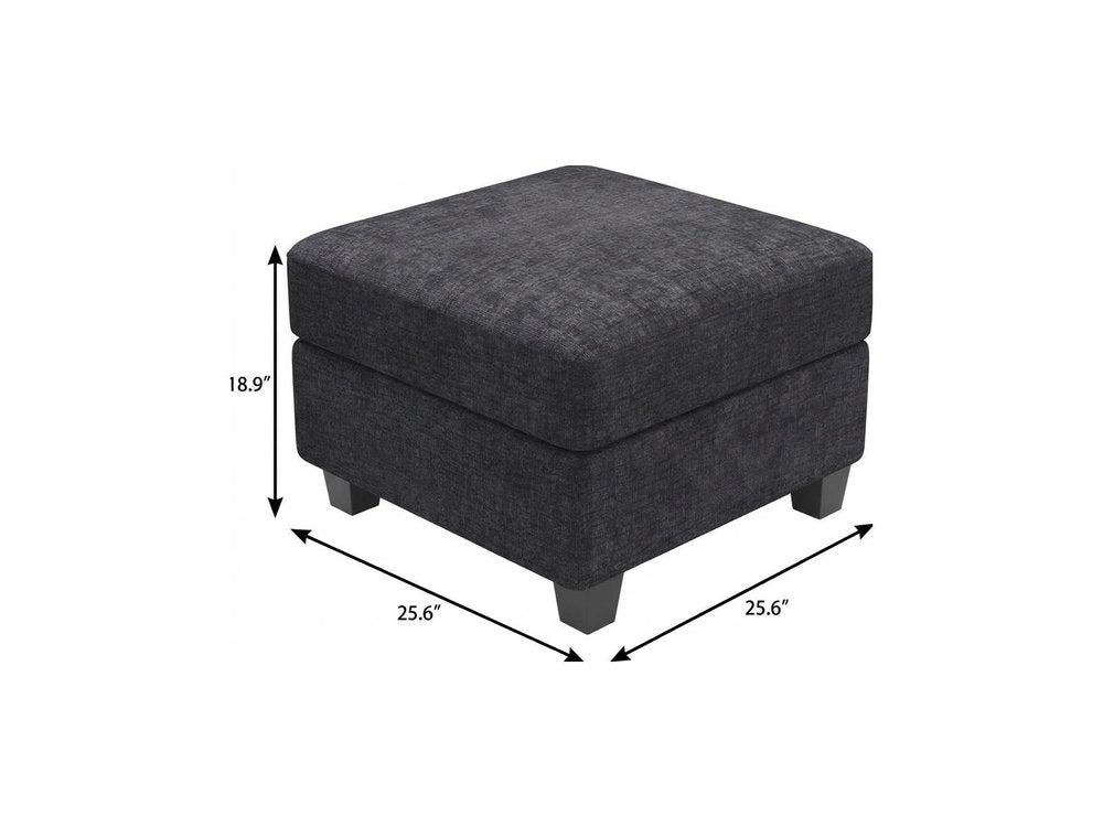 Black Velvet Storage Ottoman - 25-inch