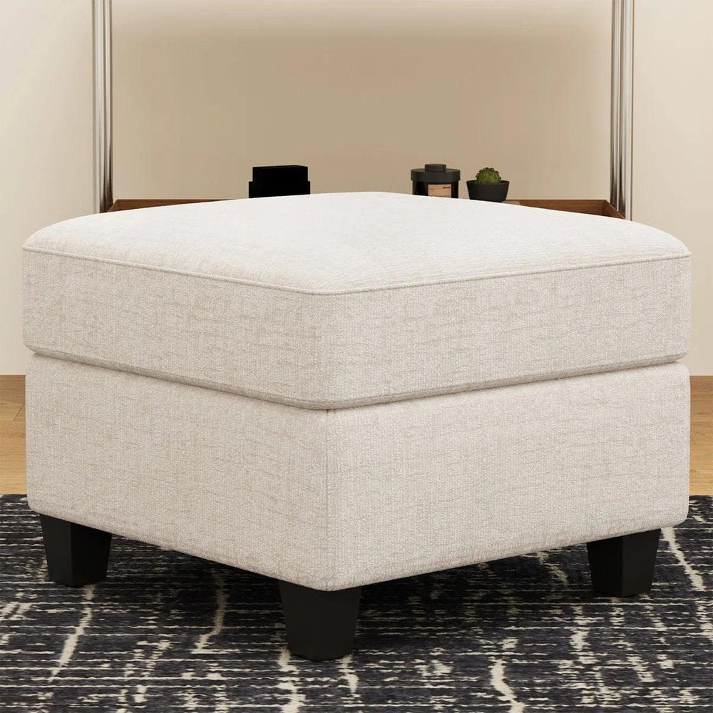 Black Velvet Storage Ottoman - 25-inch