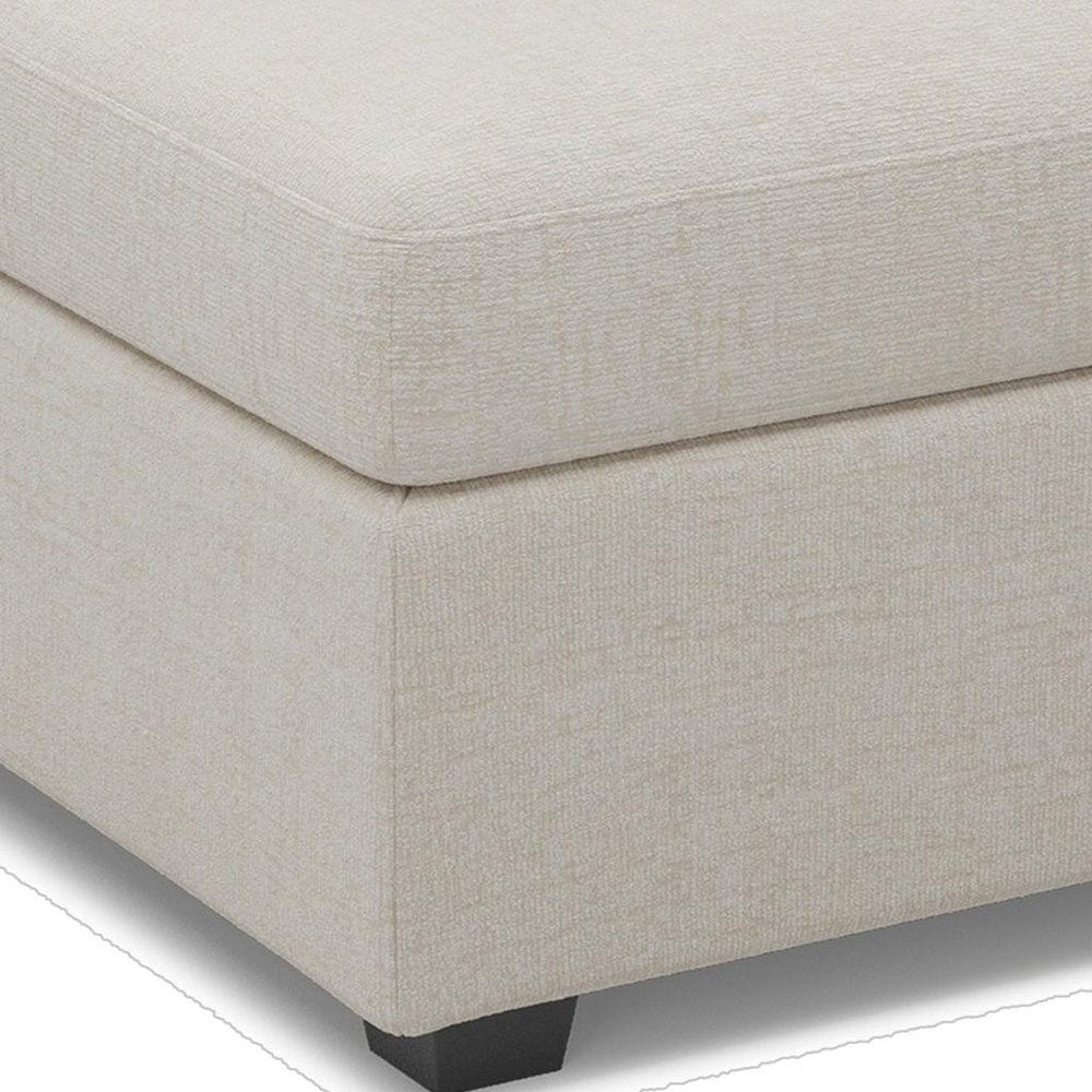 Beige and Black Chenille Storage Ottoman - 30-inch