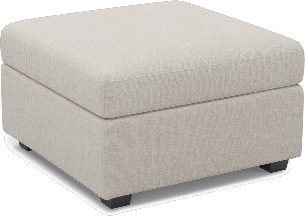 Beige and Black Chenille Storage Ottoman - 30-inch