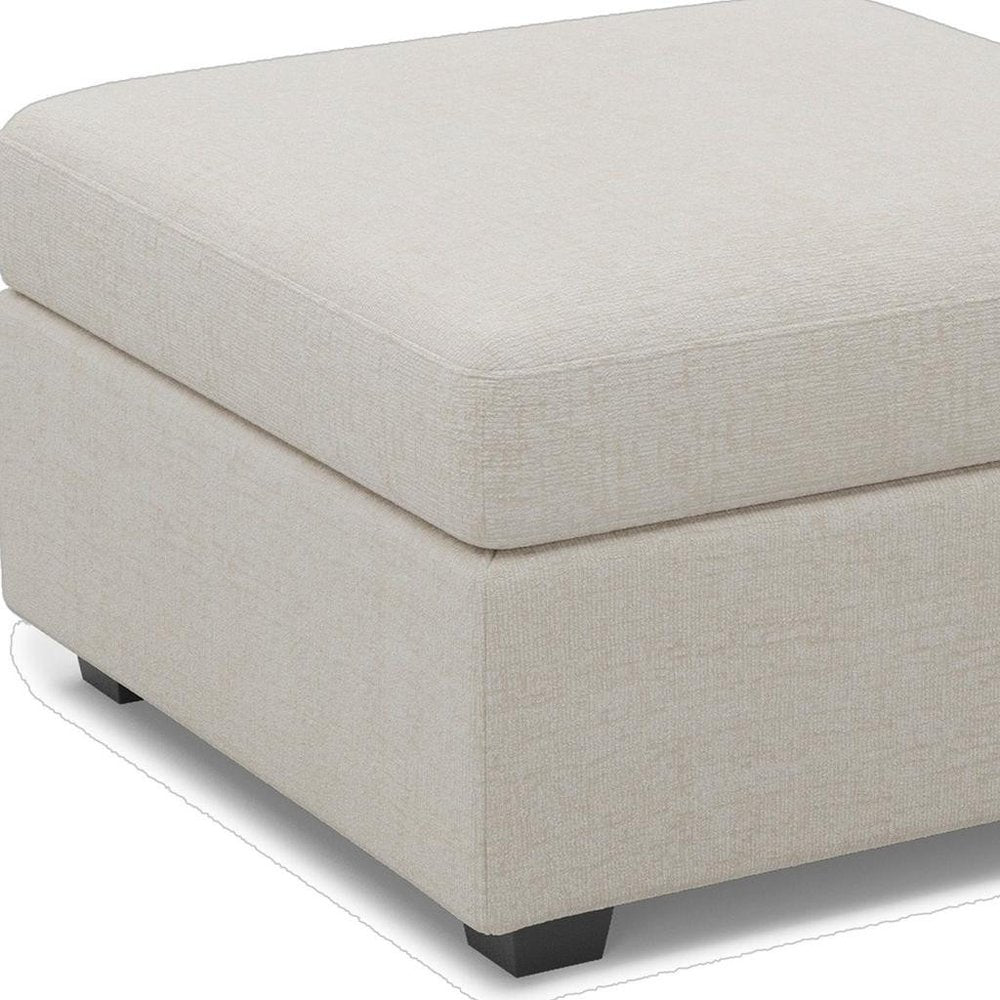 Beige and Black Chenille Storage Ottoman - 30-inch